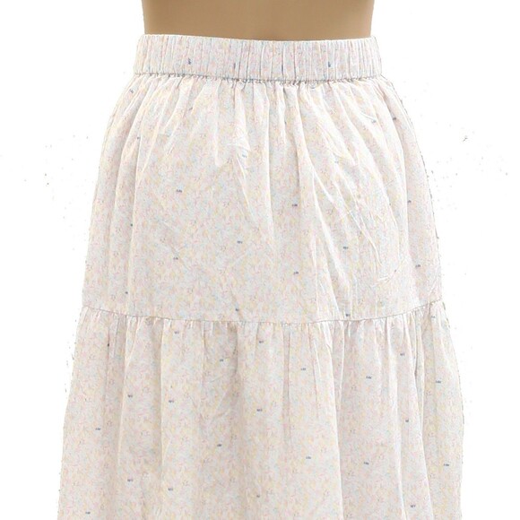 Kerri Rosenthal Floral Printed Midi Skirt Tiered Cotton Summer Pull-On S 284448 - Picture 4 of 4
